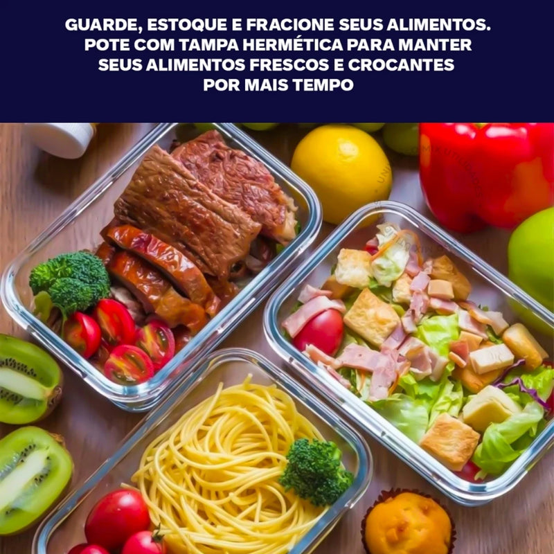 Kit 5 Potes Vidro Hermético  370ml Premium