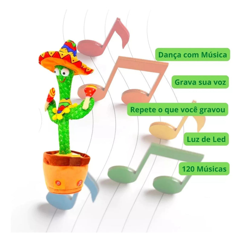 Cacto dançante falante interativo com som Musicas Repete Falas presente dia das crianças Presentes de Natal