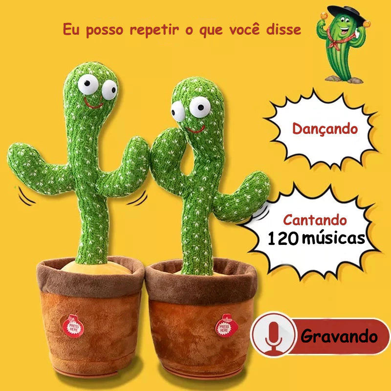 Cacto dançante falante interativo com som Musicas Repete Falas presente dia das crianças Presentes de Natal